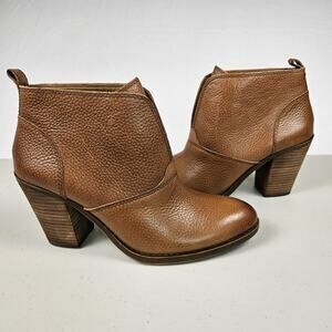 Lucky Ehllen Bootie Women 9.5 Leather Block Heel Western Brown Boho Cowgirl 39.5